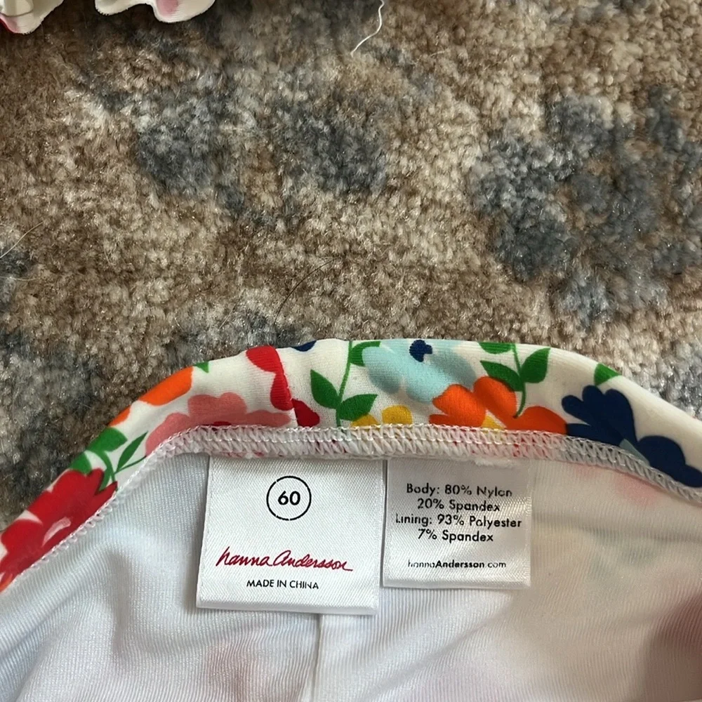 HANNA ANDERSSON Baby Rainbow Floral Rashguard with Swim Trunks, Size 60 (3-6M)